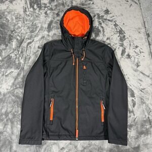 Superdry Windtrekker Jacket Mens XL Black Orange Hooded Japan Fleece Lined Gorp